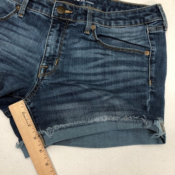 Mossimo Denim Shorts Womens 10 Blue Mid Rise Cutoff Frayed Hem Stretch Casual - Picture 8 of 9